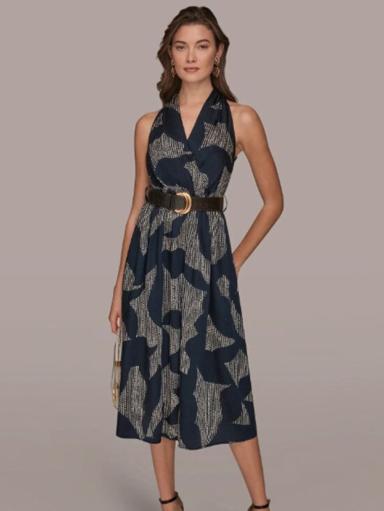 Donna Karan Dresses & Skirts - NWT Donna Karan Printed Wrap Midi Halter Dres - 6